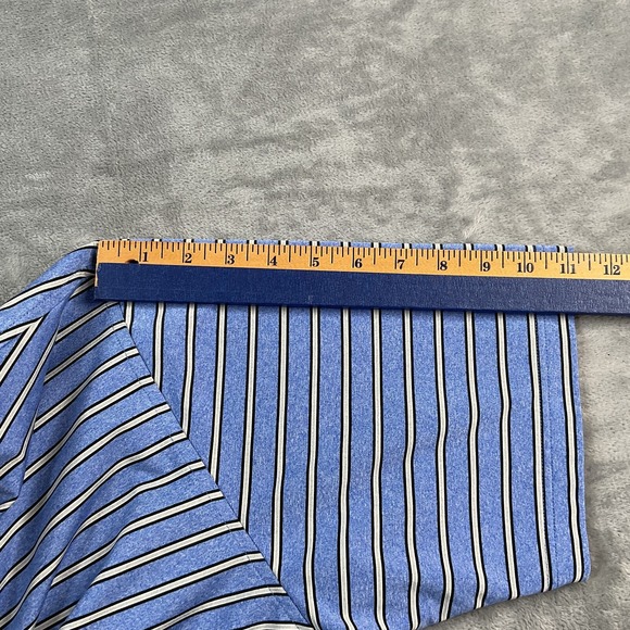 Footjoy Men Lg Shirt Blue Black Stripe Polo Short Sleeve Golf Casual Performance - Picture 13 of 15